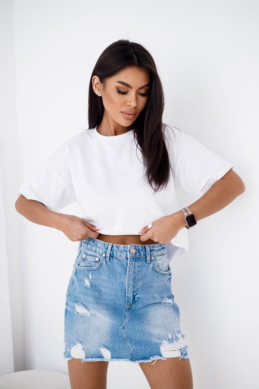 T-shirt gładki biały Madame Sue