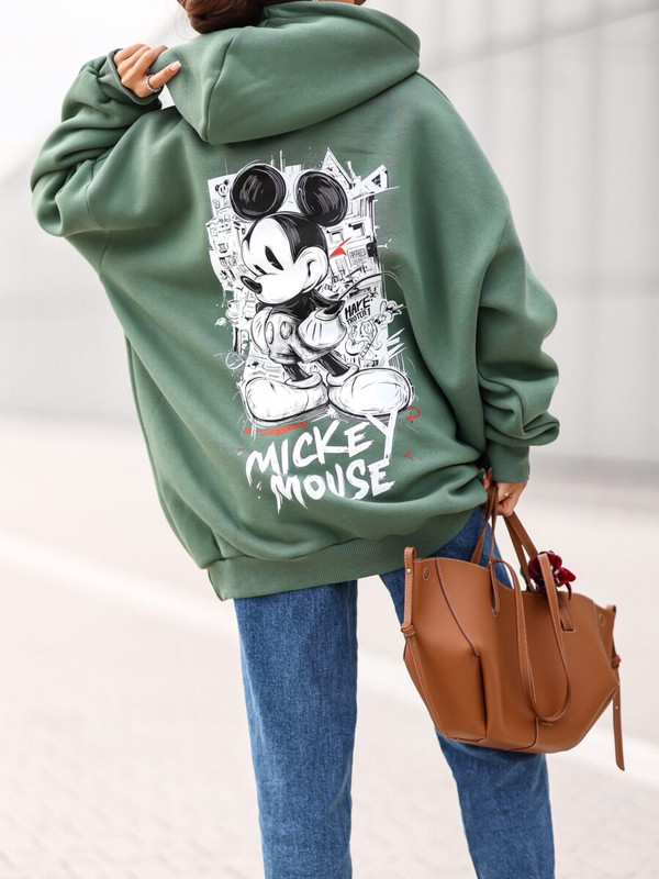 Bluza OVERSIZE Mickey Mouse, oliwkowa