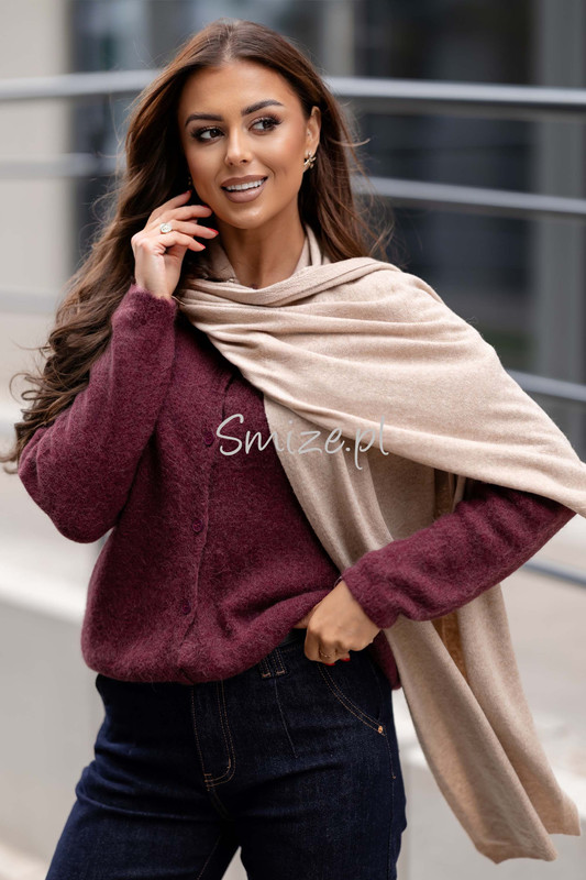 Szal kaszmirowy beżowy CASHMERE