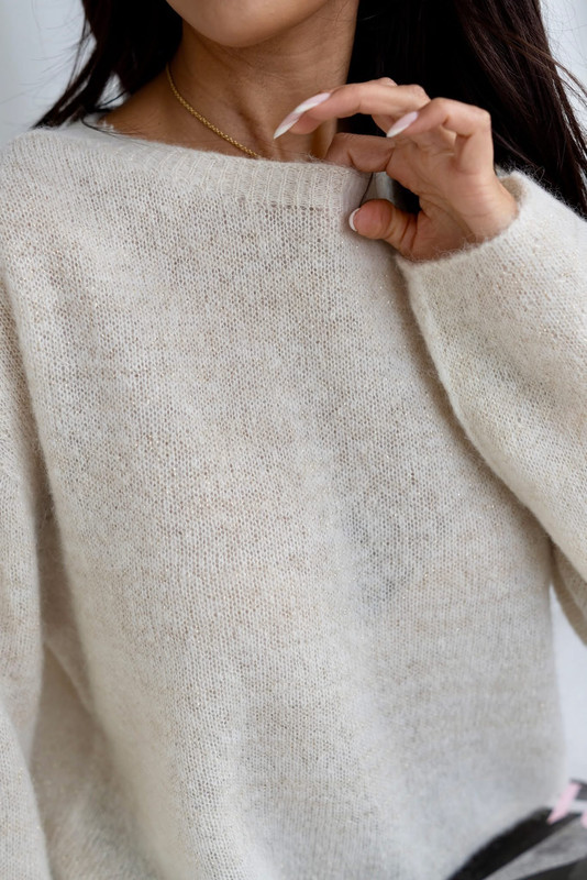 Sweter ADELE baby alpaka z lurexem Madame Sue, ecru