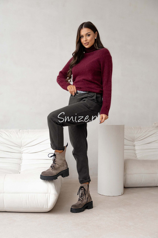 Damskie spodnie sztruksowe, grafitowe