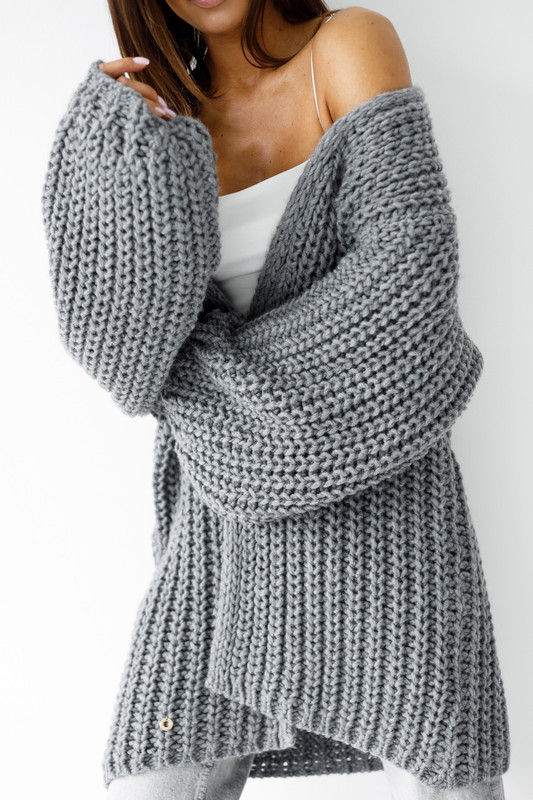 Sweter Kardigan LORI szary Madame Sue