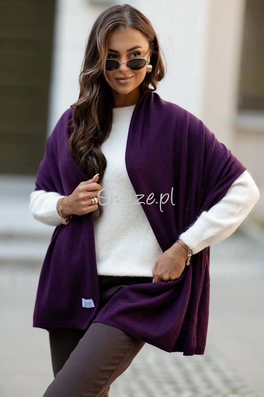 Szal kaszmirowy bakłażan CASHMERE