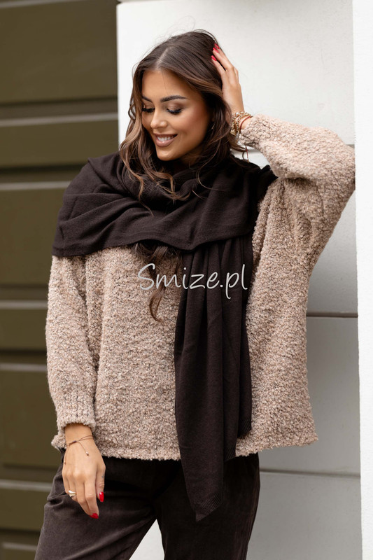 Szal kaszmirowy czekoladowy CASHMERE