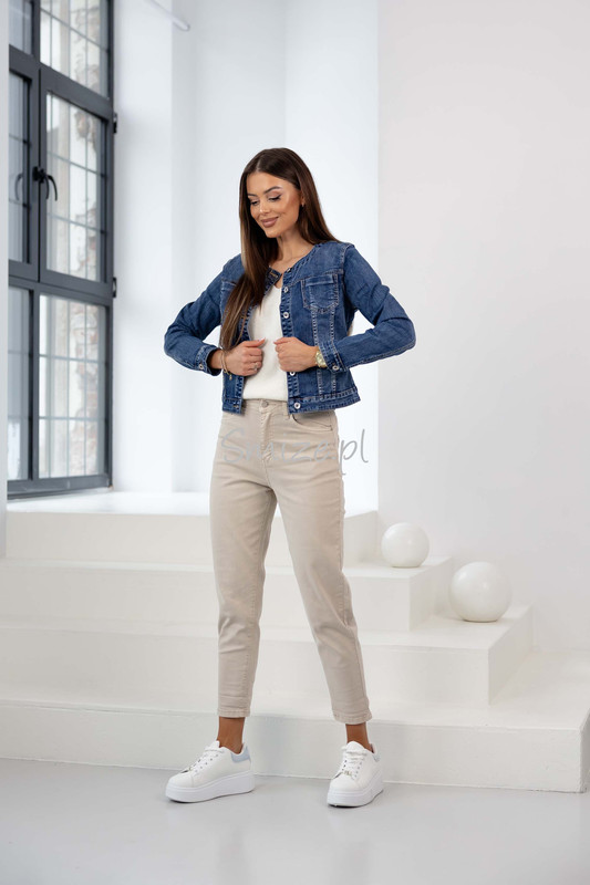 Spodnie jeansowe damskie beżowe MOM FIT 