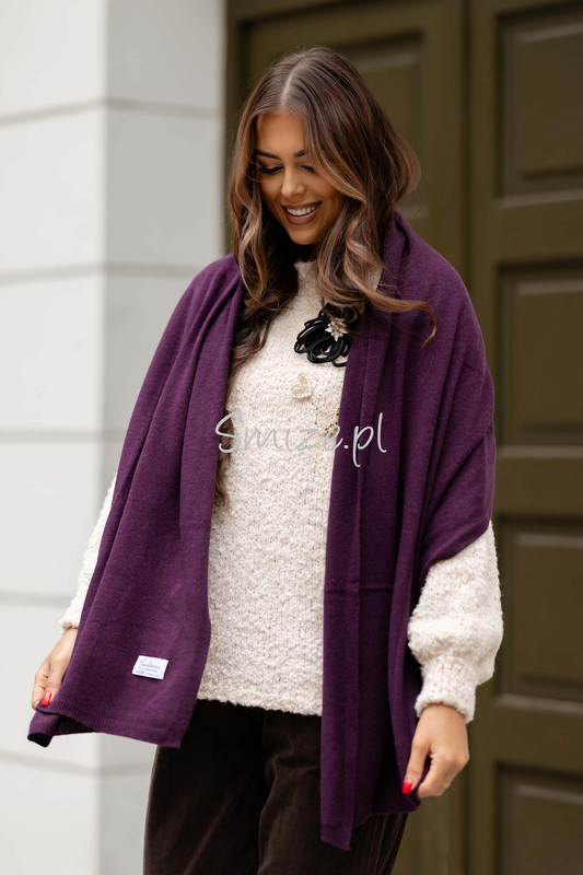 Szal kaszmirowy bakłażan CASHMERE