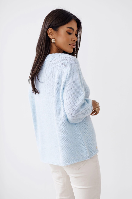 Sweter damski wełna moher premium LISS błękitny Madame Sue