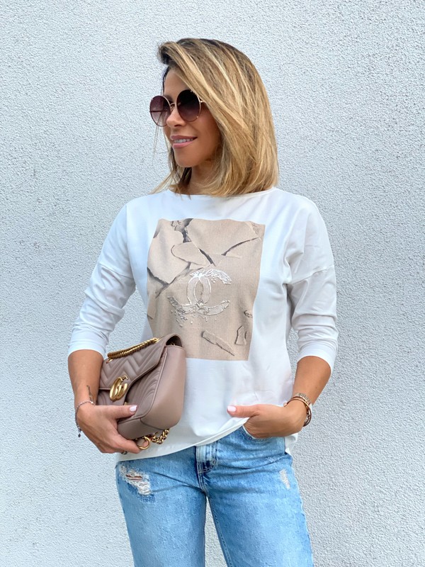 Bluzka Create Casual ecru/beż