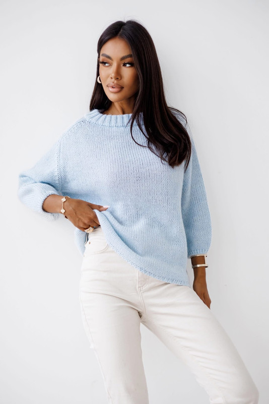 Sweter damski wełna moher premium LISS błękitny Madame Sue