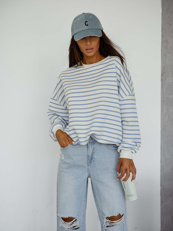 Bluza oversize Stripe w niebieskie paski