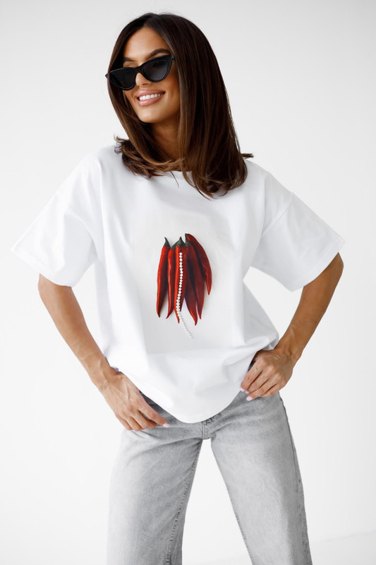 T-shirt z aplikacją 3D Chili Peppers Madame Sue