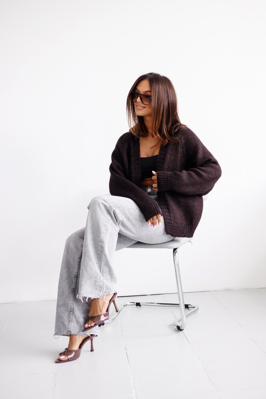 Sweter damski wełna moher premium ABI czekoladowy Madame Sue