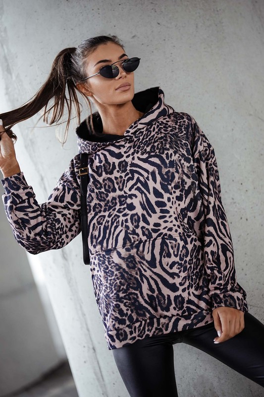 Bawełniana bluza oversize w panterkę Be Wild