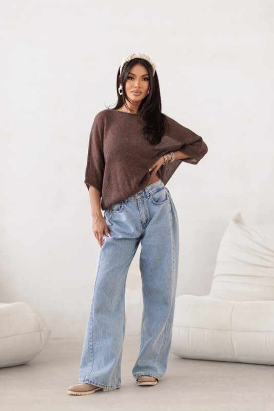 Sweter damski z krótkim rękawem LIVIA, alpaka superfine Madame Sue