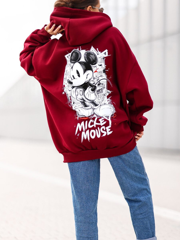 Bluza OVERSIZE Mickey Mouse, bordowy