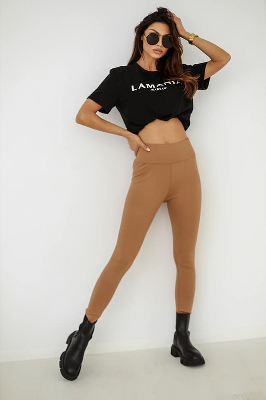 Legginsy bezszwowe FITNESS Me Gusta / camel