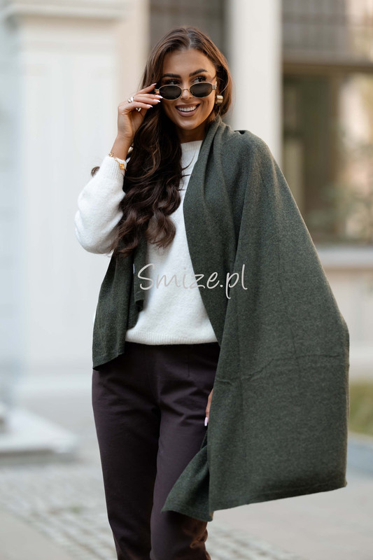 Szal kaszmirowy khaki CASHMERE