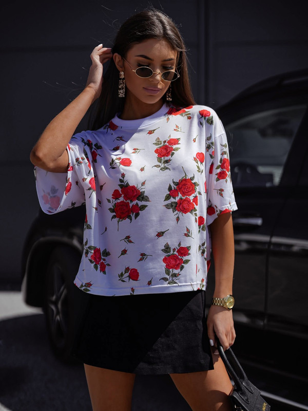 T-shirt w róże z gumką Lenoshka