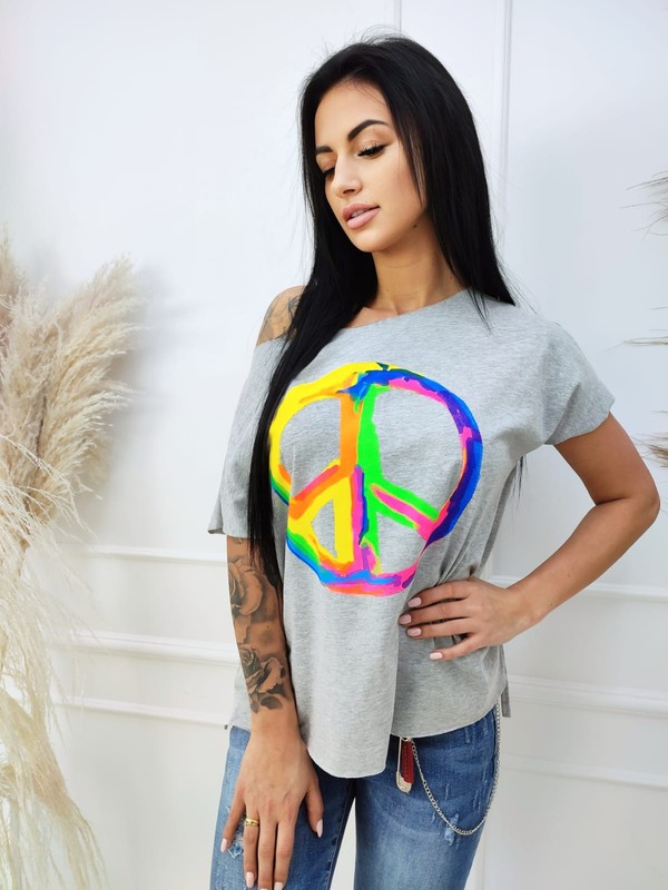 T-Shirt Neon PEACE / grey