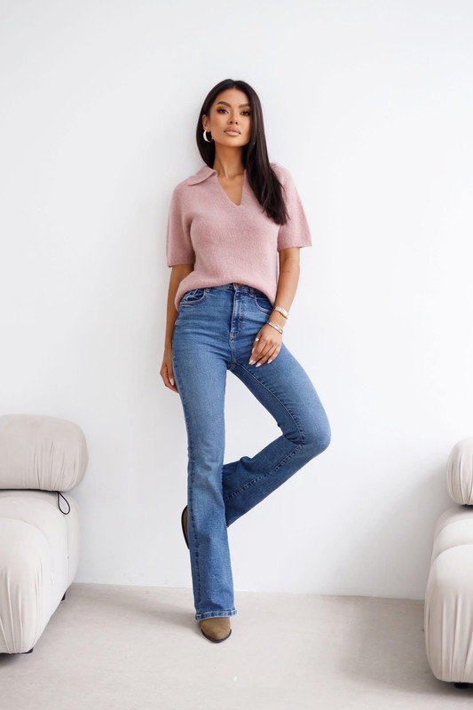 Sweter z krótkim rękawem KEIRA wrzosowy Madame Sue