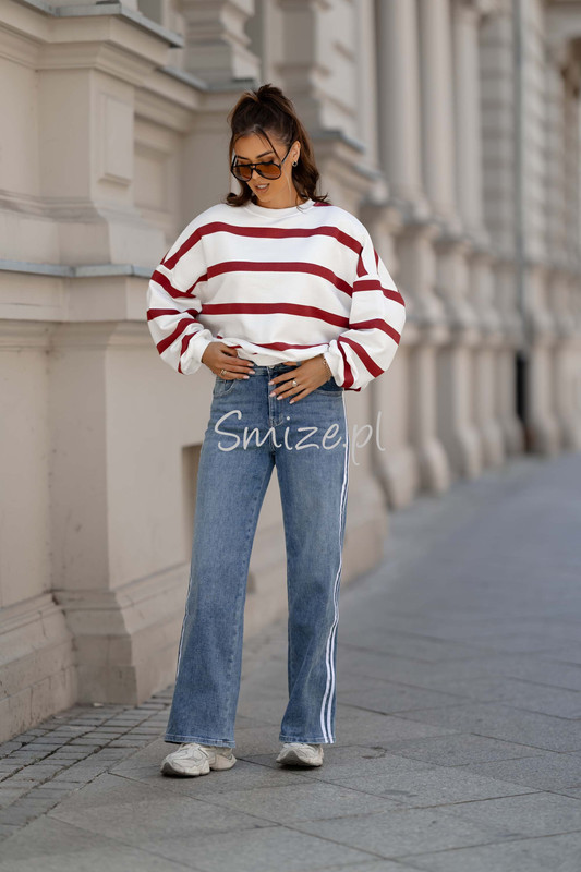 Bluza oversize Stripe w bordowe paski
