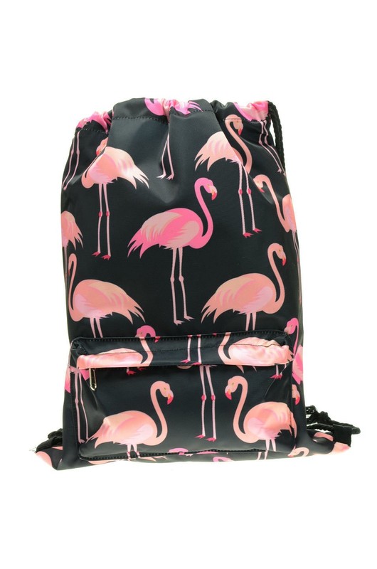 Worek z kieszonką Black Flamingi Pink