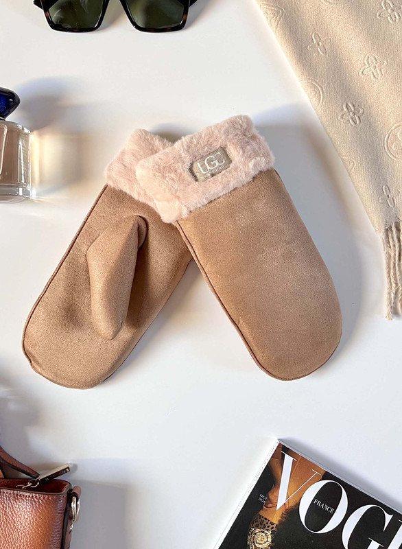 Rękawiczki jednopalczaste - ciepłe i stylowe - camel