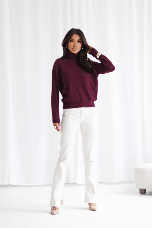 Kaszmirowy sweter damski z golfem Madame Sue
