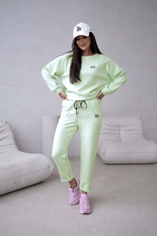 Komplet dresowy masełkowy MIN MIN, z wiskozy pistacjowy