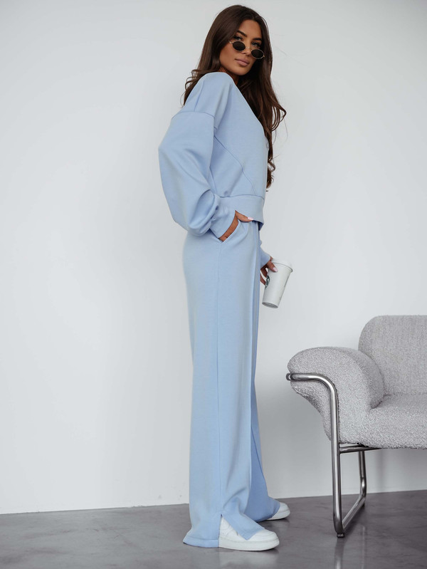 Komplet dresowy bez kaptura PASTEL, "Masełko" z wiskozy błękitny