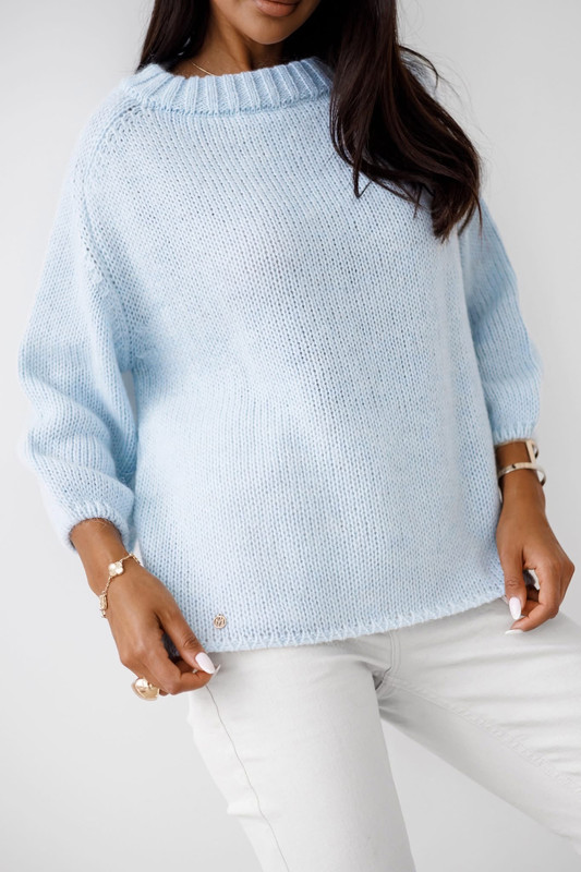 Sweter damski wełna moher premium LISS błękitny Madame Sue