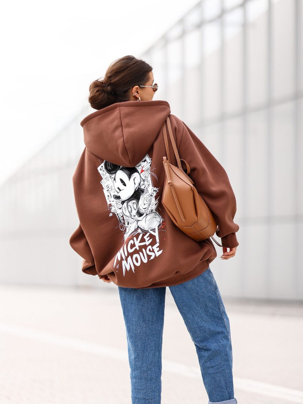 Bluza OVERSIZE Mickey Mouse, orzechowy