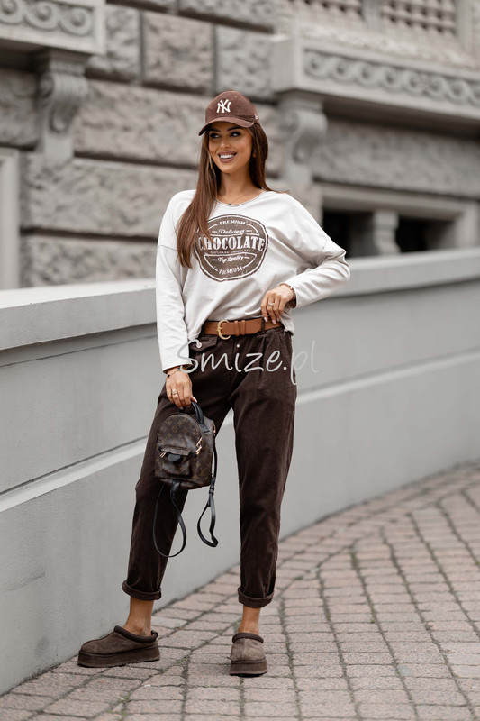 Bluzka z długim rękawem CHOCOLATE kamienny  beż