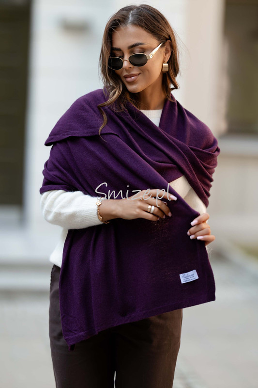 Szal kaszmirowy bakłażan CASHMERE