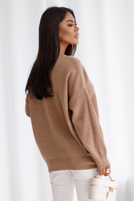 Sweter damski wełniany LUNA camel Madame Sue