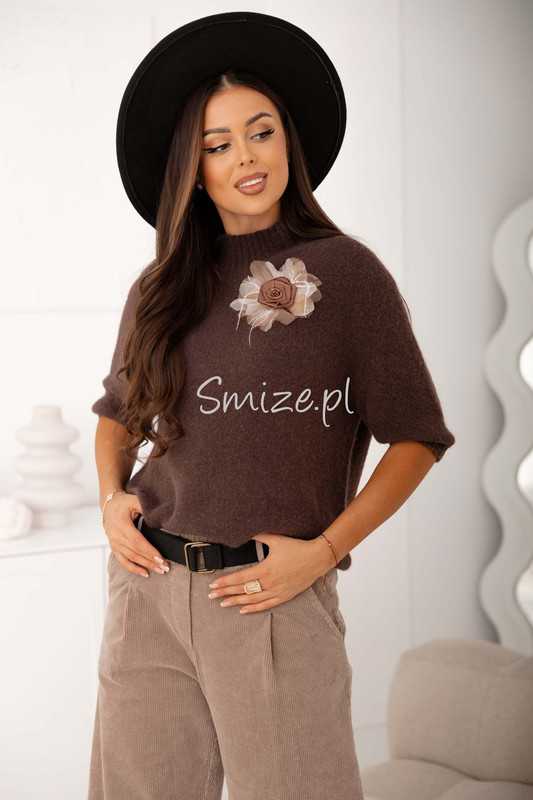 Damskie spodnie sztruksowe balloon, mokka