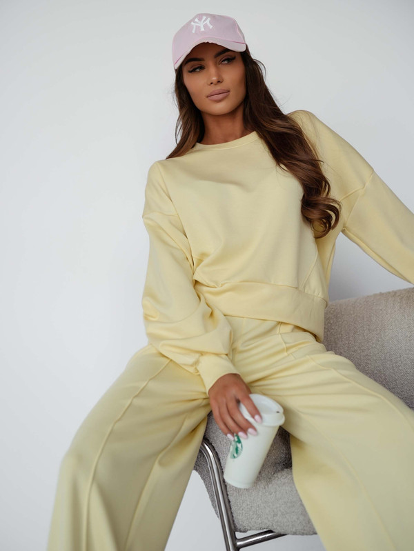 Komplet dresowy bez kaptura PASTEL, "Masełko" z wiskozy bananowy