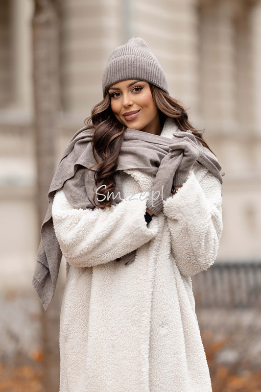 Komplet kaszmirowy  z rękawiczkami,  CASHMERE, fango