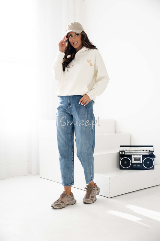 Bluza z kapturem Hearts, z serduszkami ocieplana na polarze