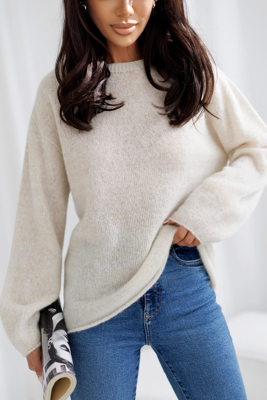 Sweter ADELE baby alpaka z lurexem Madame Sue, ecru