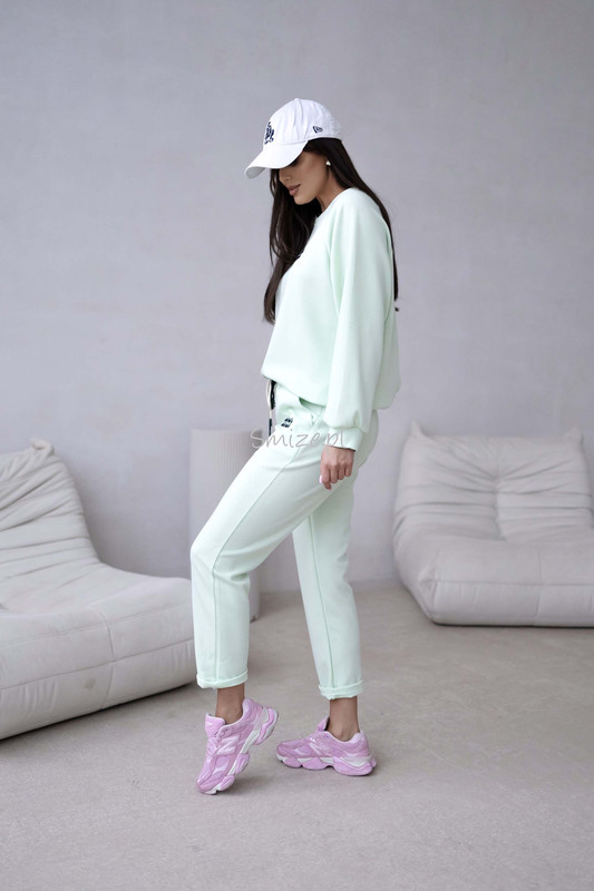 Komplet dresowy masełkowy min min, miętowy