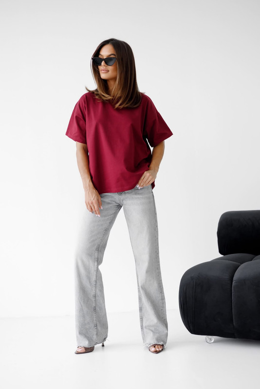 T-shirt gładki bordowy Madame Sue