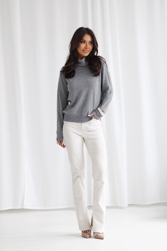 Sweter damski z golfem z dodatkiem kaszmiru Madame Sue