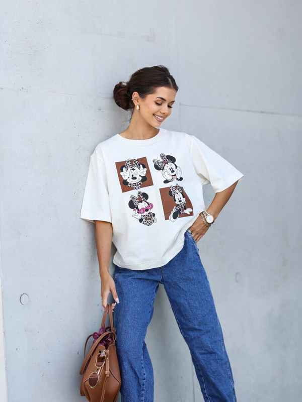 T-shirt UNI Minnie Mouse, śmietankowy