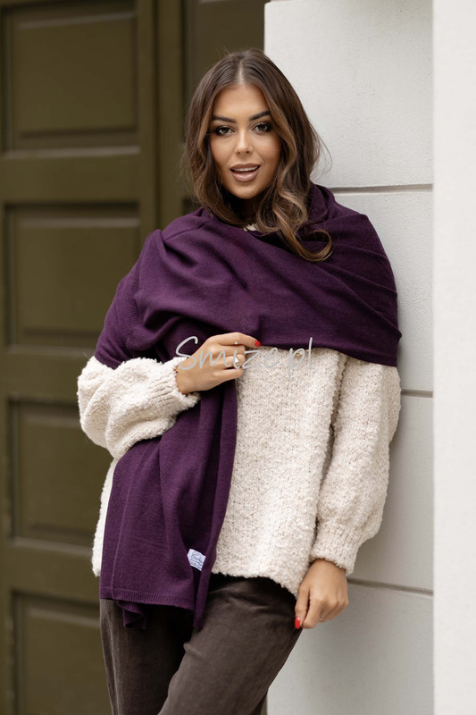 Szal kaszmirowy bakłażan CASHMERE