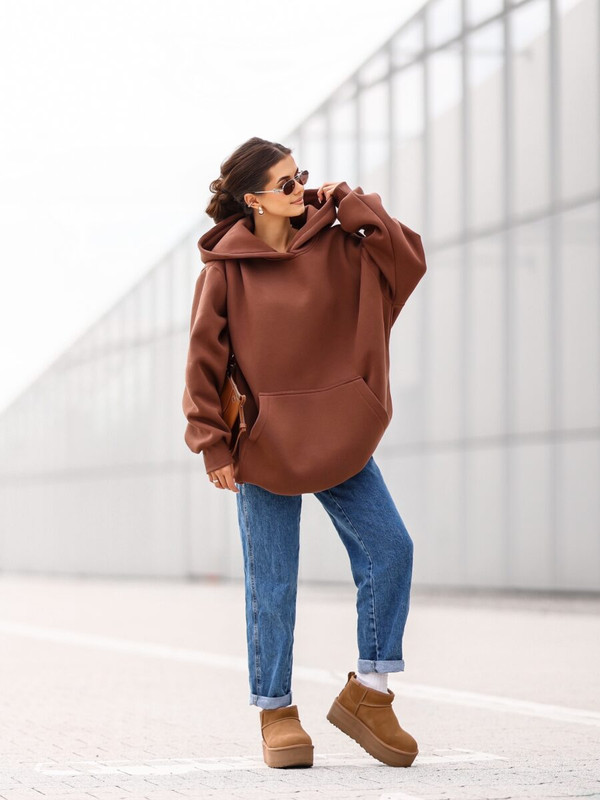 Bluza OVERSIZE Mickey Mouse, orzechowy