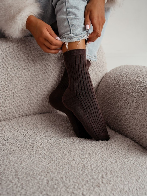 Skarpetki damskie prążkowane frotte