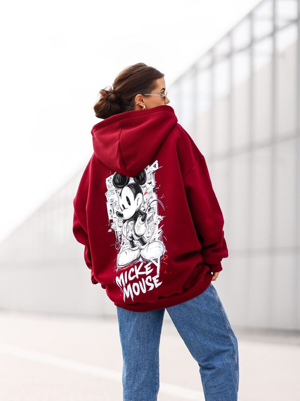 Bluza OVERSIZE Mickey Mouse, bordowy
