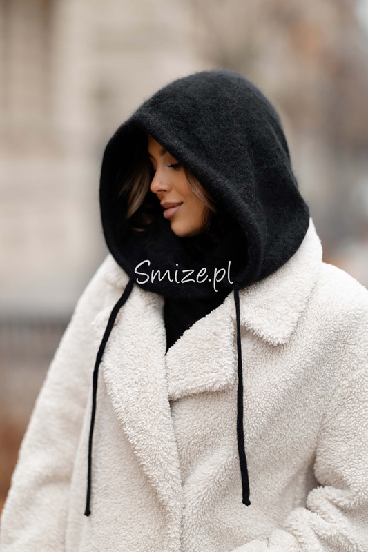 Kominokaptur, balaklawa damska z angory Smize, czarny