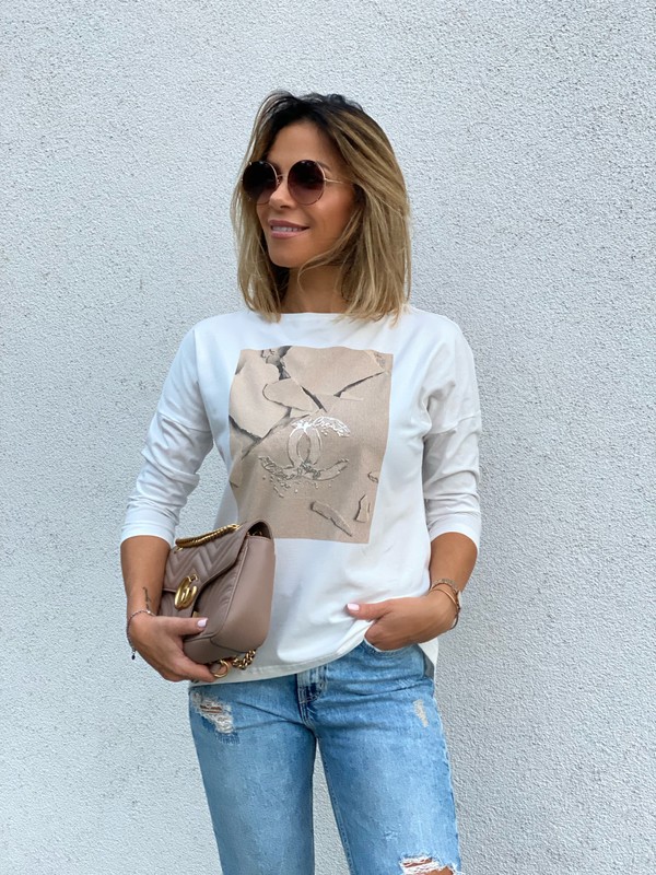 Bluzka Create Casual ecru/beż